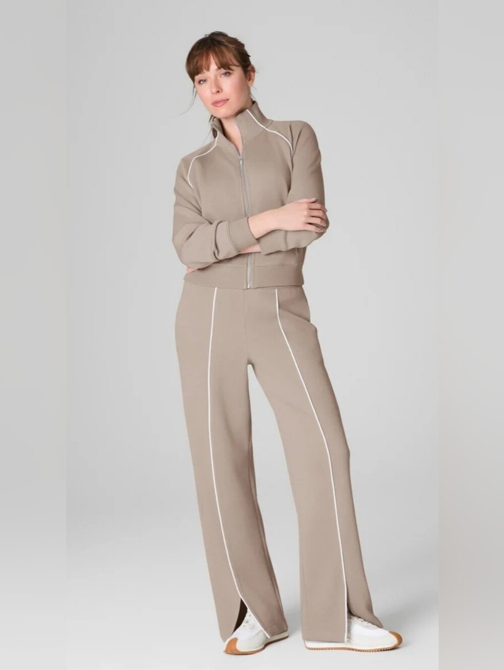 SPANX AirEssentials Pique Straight Leg Pants Size L NWT Ashwood